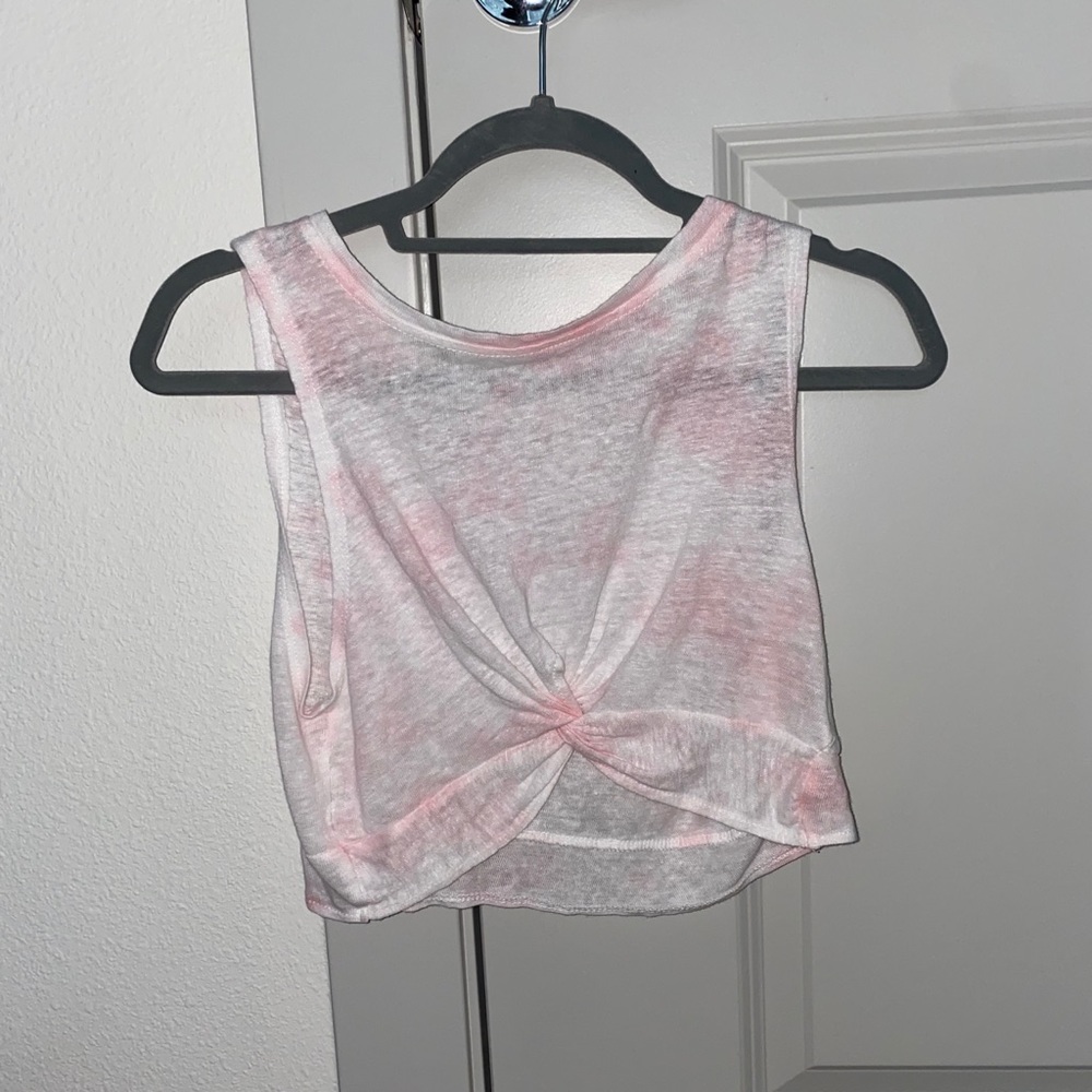 Ultra Cropped Pink and White top